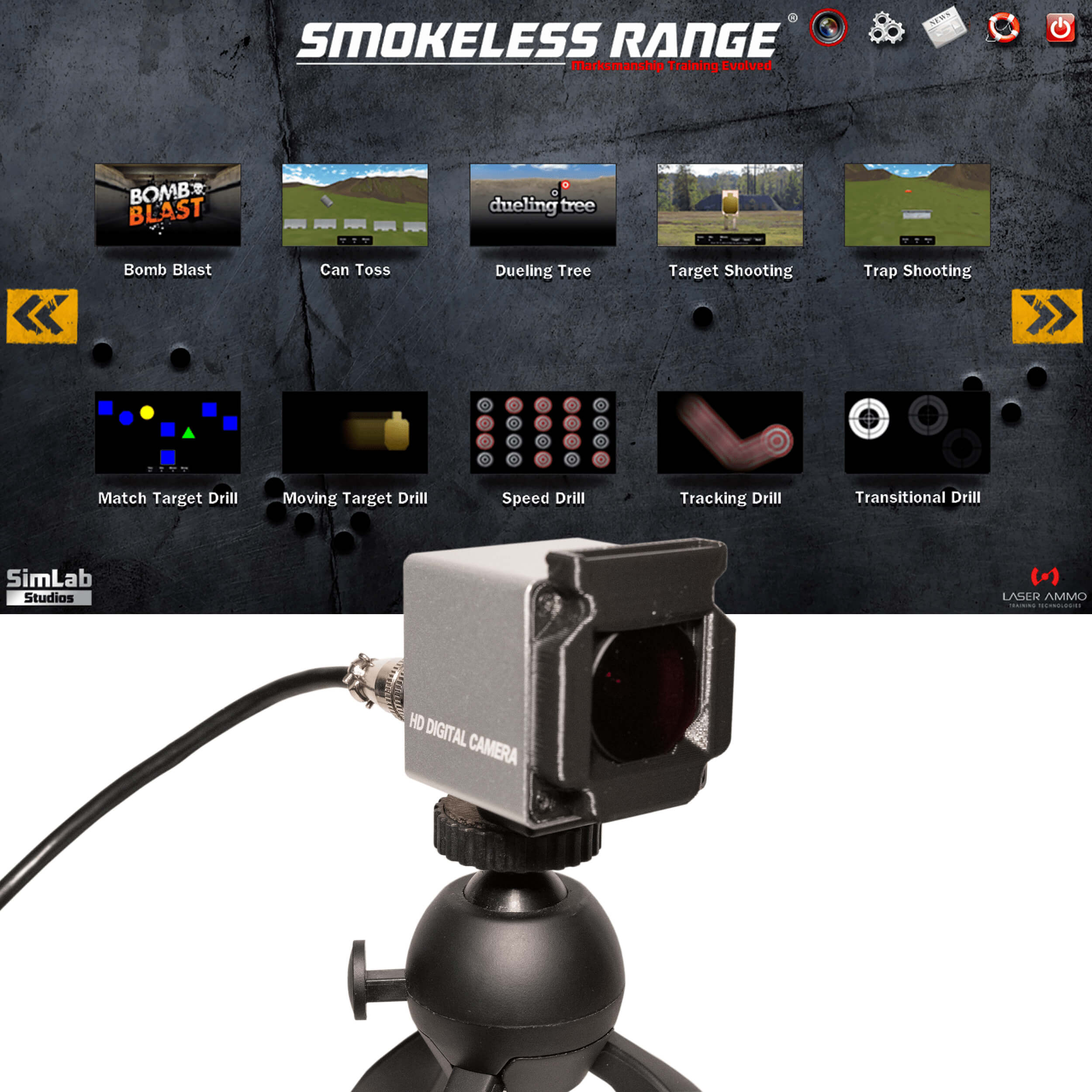 Smokeless Range ® 2.0- Home Simulator with Short Throw camera - SR001-ST