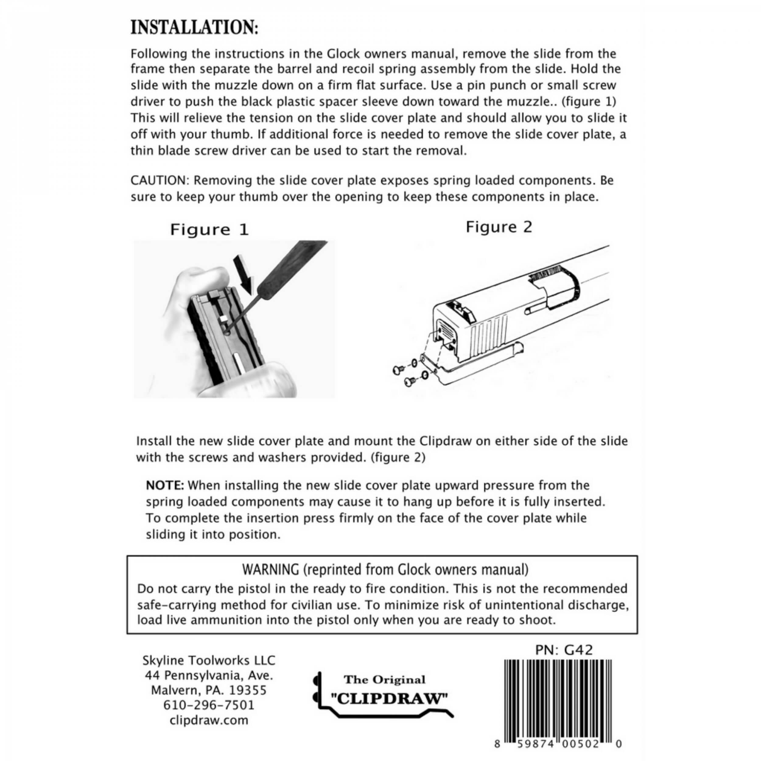 IWB Clip Holster Glock 17 / 19 / 19X / 22 / 23 / 24 / 25 / 26 / 27 / 28 / 30S / 31 / 32 / 33 / 34 / 35 / 36 / 37 / 45 - GEN 1-5