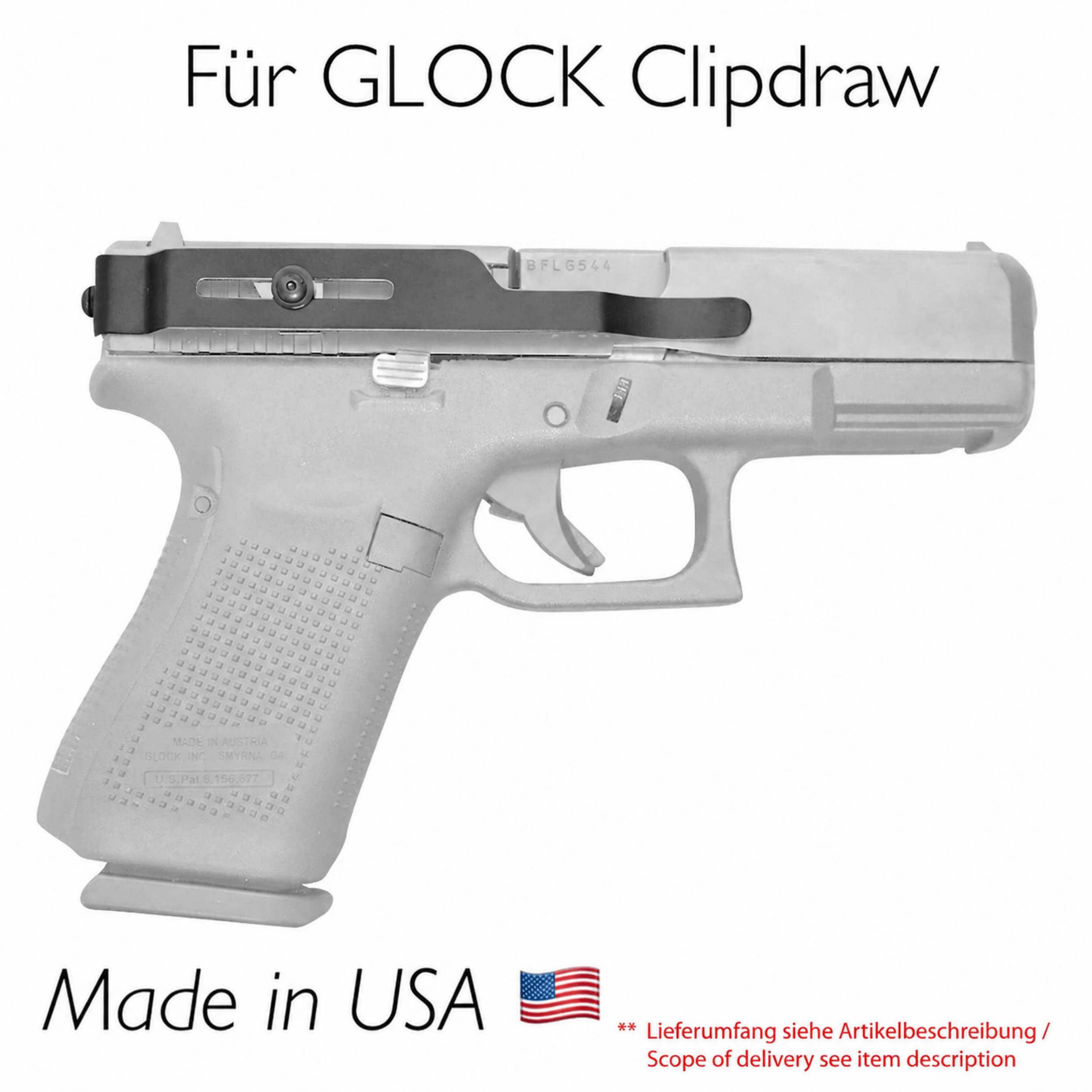 CLIPDRAW Holster für Glock 17 / 19 / 19X / 22 / 23 / 24 / 25 / 26 / 27 / 28 / 30S / 31 / 32 / 33 / 34 / 35 / 36 / 37 / 45 - GEN 1-5